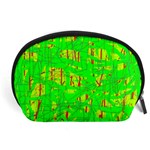 Neon green pattern Accessory Pouches (Large)  Front