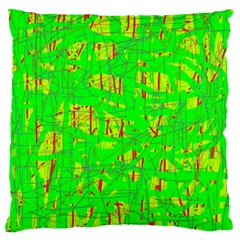 Neon Green Pattern Large Flano Cushion Case (one Side)