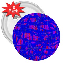 Blue Pattern 3  Buttons (10 Pack) 