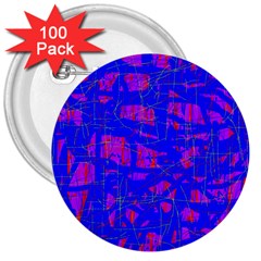 Blue Pattern 3  Buttons (100 Pack) 