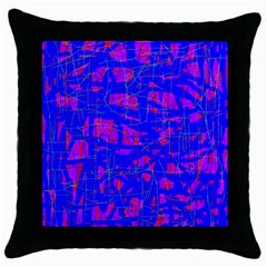 Blue Pattern Throw Pillow Case (black) by Valentinaart