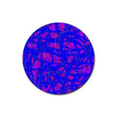 Blue Pattern Rubber Round Coaster (4 Pack) 