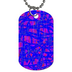 Blue Pattern Dog Tag (two Sides) by Valentinaart