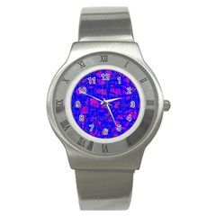 Blue Pattern Stainless Steel Watch