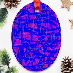 Blue Pattern Oval Ornament (two Sides)