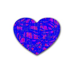 Blue Pattern Rubber Coaster (heart) 