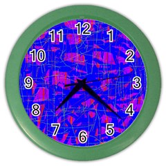 Blue Pattern Color Wall Clocks by Valentinaart