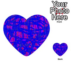 Blue Pattern Multi-purpose Cards (heart)  by Valentinaart