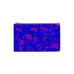 Blue Pattern Cosmetic Bag (small)  by Valentinaart