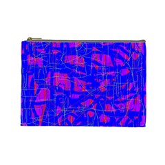 Blue Pattern Cosmetic Bag (large)  by Valentinaart