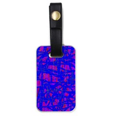 Blue Pattern Luggage Tags (one Side)  by Valentinaart