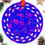 Blue pattern Round Filigree Ornament (2Side) Front