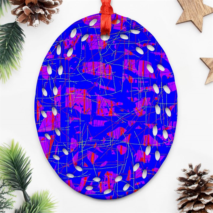 Blue pattern Ornament (Oval Filigree) 