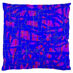 Blue Pattern Large Cushion Case (two Sides) by Valentinaart