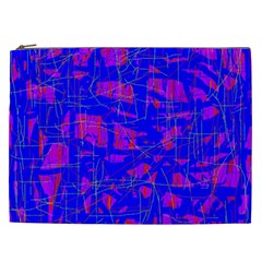 Blue Pattern Cosmetic Bag (xxl)  by Valentinaart