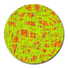 yellow and orange pattern Round Mousepads