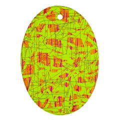 yellow and orange pattern Oval Ornament (Two Sides)