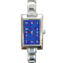 Deep Blue Pattern Rectangle Italian Charm Watch by Valentinaart