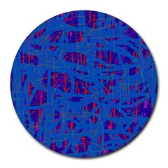 Deep Blue Pattern Round Mousepads by Valentinaart