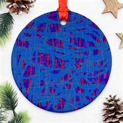 Deep Blue Pattern Ornament (round) 