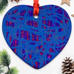 Deep Blue Pattern Ornament (heart)  by Valentinaart