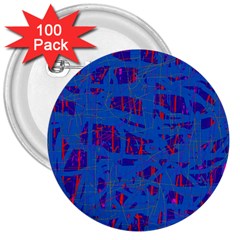 Deep Blue Pattern 3  Buttons (100 Pack) 