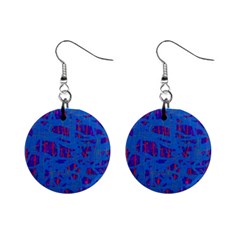 Deep Blue Pattern Mini Button Earrings