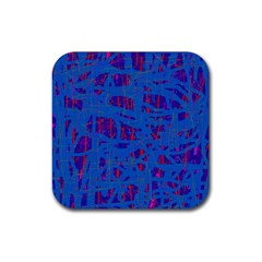 Deep Blue Pattern Rubber Coaster (square)  by Valentinaart