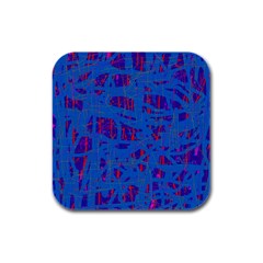 Deep Blue Pattern Rubber Square Coaster (4 Pack)  by Valentinaart