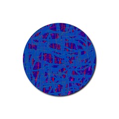 Deep Blue Pattern Rubber Round Coaster (4 Pack) 