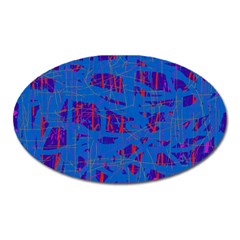 Deep Blue Pattern Oval Magnet by Valentinaart