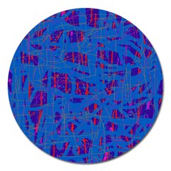 Deep Blue Pattern Magnet 5  (round)