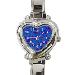 Deep Blue Pattern Heart Italian Charm Watch