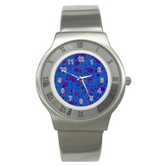 Deep Blue Pattern Stainless Steel Watch