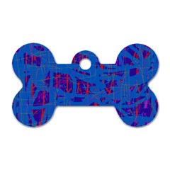 Deep Blue Pattern Dog Tag Bone (one Side)