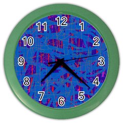 Deep Blue Pattern Color Wall Clocks by Valentinaart