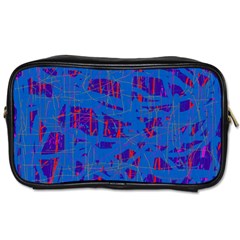 Deep Blue Pattern Toiletries Bags by Valentinaart