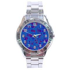 Deep Blue Pattern Stainless Steel Analogue Watch