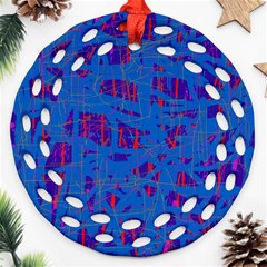 Deep Blue Pattern Ornament (round Filigree) 