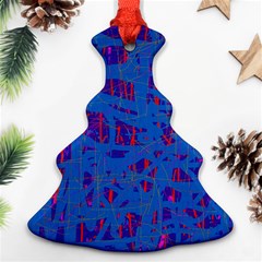 Deep Blue Pattern Christmas Tree Ornament (2 Sides)