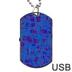 Deep Blue Pattern Dog Tag Usb Flash (two Sides) 