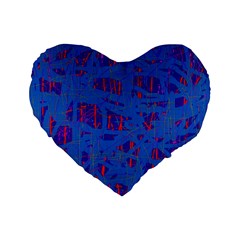 Deep Blue Pattern Standard 16  Premium Heart Shape Cushions