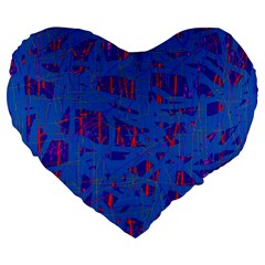 Deep Blue Pattern Large 19  Premium Heart Shape Cushions