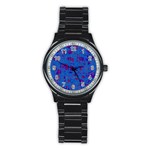 Deep blue pattern Stainless Steel Round Watch Front