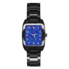 Deep Blue Pattern Stainless Steel Barrel Watch