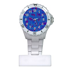 Deep Blue Pattern Plastic Nurses Watch by Valentinaart