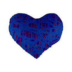 Deep Blue Pattern Standard 16  Premium Flano Heart Shape Cushions