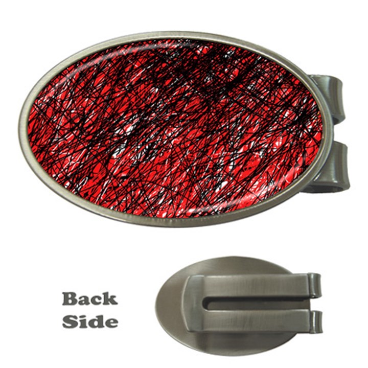 Red and black pattern Money Clips (Oval) 