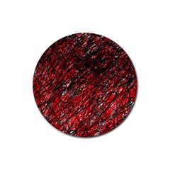 Red And Black Pattern Rubber Coaster (round)  by Valentinaart