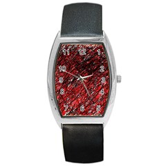 Red And Black Pattern Barrel Style Metal Watch